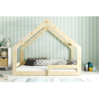 Detská domčeková Montessori posteľ AGÁTA 160x80 cm - prírodná borovica
