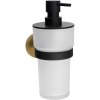 Sapho LARISSA dávkovač mydla 250ml, mliečne sklo, čierna / zlato mat WS019BG