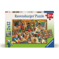 RAVENSBURGER Puzzle Vianočné kúzlo v továrni na hračky 2x12 dielikov