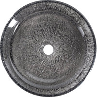 Sapho ERSEL sklenené gravírované umývadlo na dosku Ø 39, 5cm, čierna TY323B