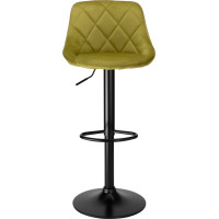 Barová stolička CYDRO VELVET - olivovo zelená / čierna