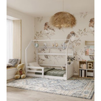 Detská domčeková Montessori posteľ z masívu borovice MIKI - 160x80 cm - biela