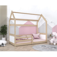 Detská domčeková Montessori posteľ z masívu borovice MIKI - 160x80 cm - prírodná borovica