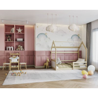 Detská domčeková Montessori posteľ z masívu borovice MIKI - 160x80 cm - prírodná borovica