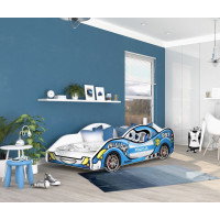 Detská posteľ auto PAUL 180x90 cm - modrá (2)