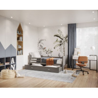 Detská posteľ so zásuvkou MAX S - 160x80 cm - šedá - vláčik