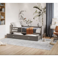 Detská posteľ so zásuvkou MAX S - 160x80 cm - šedá - vláčik