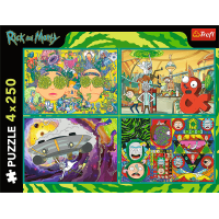 TREFL Puzzle Zvrátený svet Ricka a Mortyho 4x250 dielikov