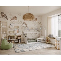 Detská domčeková Montessori posteľ z masívu borovice MIKI - 190x80 cm - biela