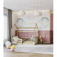 Detská domčeková Montessori posteľ z masívu borovice MIKI - 190x80 cm - prírodná borovica