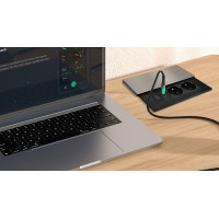 Solight vstavaný blok zásuviek s posuvným krytom, 2 zásuvky, HDMI, USB A + C 20W PD, 2m, strieborný