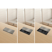 Solight vstavaný blok zásuviek s posuvným krytom, 2 zásuvky, USB A + C 20W PD, 2m, strieborný