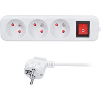 Solight predlžovací prívod 5m, 3 zásuvky, vypínač, 16A/3680W, PVC, biely