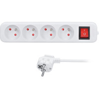 Solight predlžovací prívod 3m, 4 zásuvky, vypínač, 16A/3680W, PVC, biely