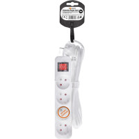 Solight predlžovací prívod 5m, 4 zásuvky, vypínač, 16A/3680W, PVC, biely