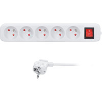 Solight predlžovací prívod 3m, 5 zásuviek, vypínač, 16A/3680W, PVC, biely