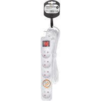 Solight predlžovací prívod 3m, 5 zásuviek, vypínač, 16A/3680W, PVC, biely