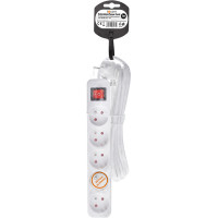 Solight predlžovací prívod 5m, 5 zásuviek, vypínač, 16A/3680W, PVC, biely