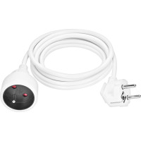 Solight predlžovací prívod 3m, 1 zásuvka, 16A/3680W, PVC, biely
