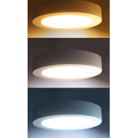 Solight LED mini panel kúpeľňový 2v1, 3CCT, podhľadový / prisadený, 12W, 1020lm, IP54, strieborná, okrúhly