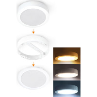 Solight LED mini panel kúpeľňový 2v1, 3CCT, podhľadový / prisadený, 12W, 1020lm, IP54, biela, okrúhly