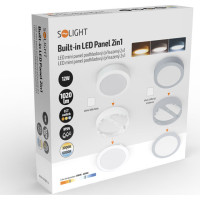 Solight LED mini panel kúpeľňový 2v1, 3CCT, podhľadový / prisadený, 12W, 1020lm, IP54, biela, okrúhly