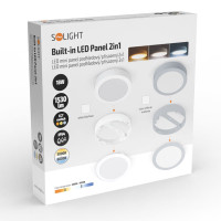 Solight LED mini panel kúpeľňový 2v1, 3CCT, podhľadový / prisadený, 18W, 1530lm, IP54, strieborná, okrúhly