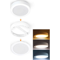 Solight LED mini panel kúpeľňový 2v1, 3CCT, podhľadový/prisadený, 18W, 1530lm, IP54, biela, okrúhly