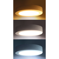 Solight LED mini panel kúpeľňový 2v1, 3CCT, podhľadový/prisadený, 18W, 1530lm, IP54, biela, okrúhly