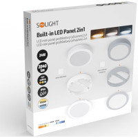 Solight LED mini panel kúpeľňový 2v1, 3CCT, podhľadový / prisadený, 24W, 2040lm, IP54, strieborná, okrúhly