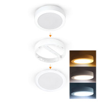 Solight LED mini panel kúpeľňový 2v1, 3CCT, podhľadový / prisadený, 24W, 2040lm, IP54, biela, okrúhly
