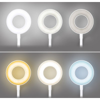 Solight LED stmievateľná stolná lampička s klipom biela, 300lm, nastaviteľná teplota svetla, USB