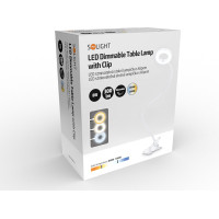 Solight LED stmievateľná stolná lampička s klipom biela, 300lm, nastaviteľná teplota svetla, USB