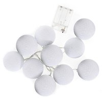 Bavlnené svietiace guličky LED 10 ks - biele