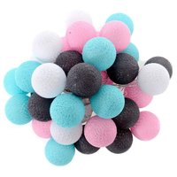 Bavlnené svietiace guličky LED 35 ks - mätové a ružové