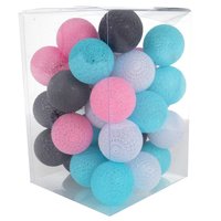 Bavlnené svietiace guličky LED 35 ks - mätové a ružové