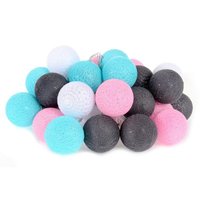 Bavlnené svietiace guličky LED 35 ks - mätové a ružové