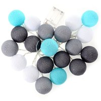 Bavlnené svietiace guličky LED 20 ks - mätové a šedé