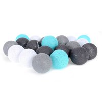 Bavlnené svietiace guličky LED 20 ks - mätové a šedé