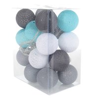 Bavlnené svietiace guličky LED 20 ks - mätové a šedé