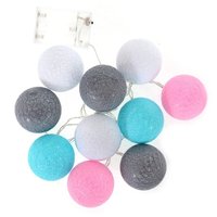 Bavlnené svietiace guličky LED 10 ks - ružové a mätové