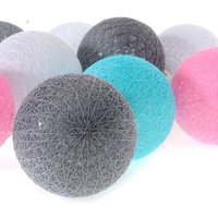 Bavlnené svietiace guličky LED 10 ks - ružové a mätové