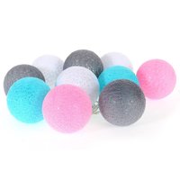 Bavlnené svietiace guličky LED 10 ks - ružové a mätové