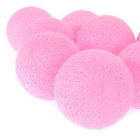 Bavlnené svietiace guličky LED 10 ks - ružové