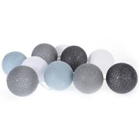 Bavlnené svietiace guličky LED 10 ks - svetlo šedé