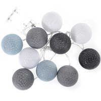 Bavlnené svietiace guličky LED 10 ks - svetlo šedé