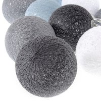 Bavlnené svietiace guličky LED 10 ks - svetlo šedé