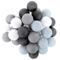 Bavlnené svietiace guličky LED 35 ks - svetlo šedé