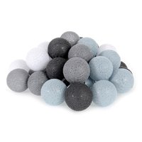 Bavlnené svietiace guličky LED 35 ks - svetlo šedé