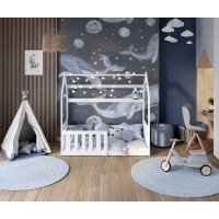 Detská domčeková Montessori posteľ z masívu borovice GOFFY - 160x80 cm - biela